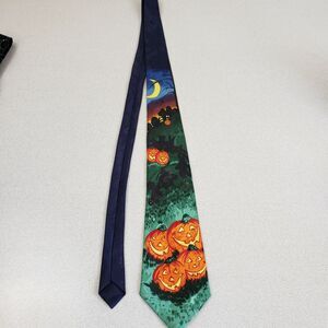Halloween Collection Mens Multicolor‎ Jack O Lantern Polyester Designer Necktie